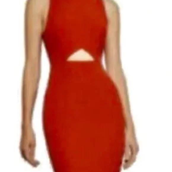 bcbg red cutout dress BCBG Red Cut out Dress L (12-14)